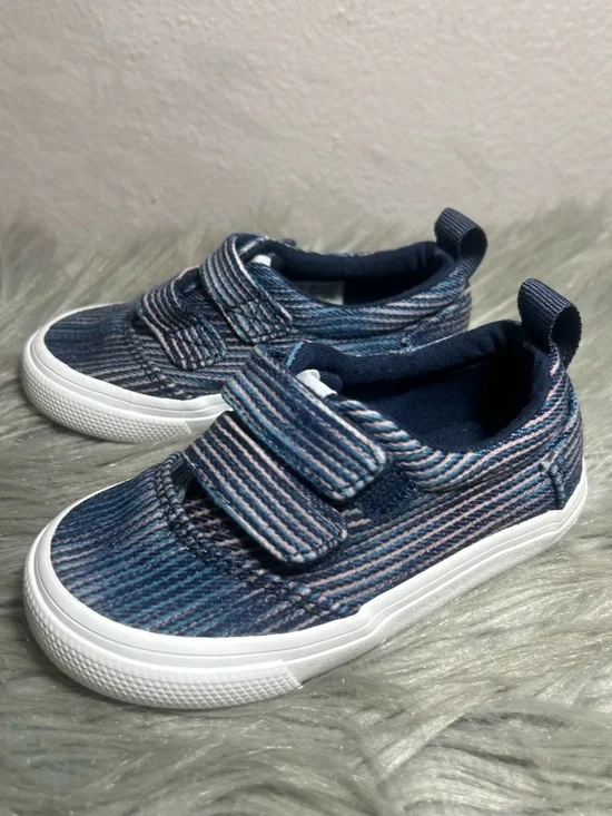 TOMS Fenix Double Strap Boys Navy Blue Slip-On with Hook Loop Straps Sneaker Sz6 - Picture 3 of 9